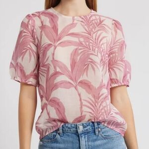 Lipsy London Palm Print Puff Sleeve Top